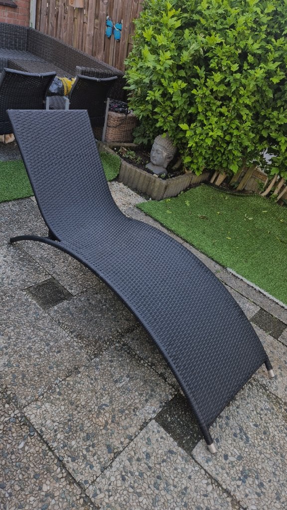Mooie wicker lounge ligbed tuin, Ophalen of Verzenden, Zo goed als nieuw, Wicker, Inklapbaar