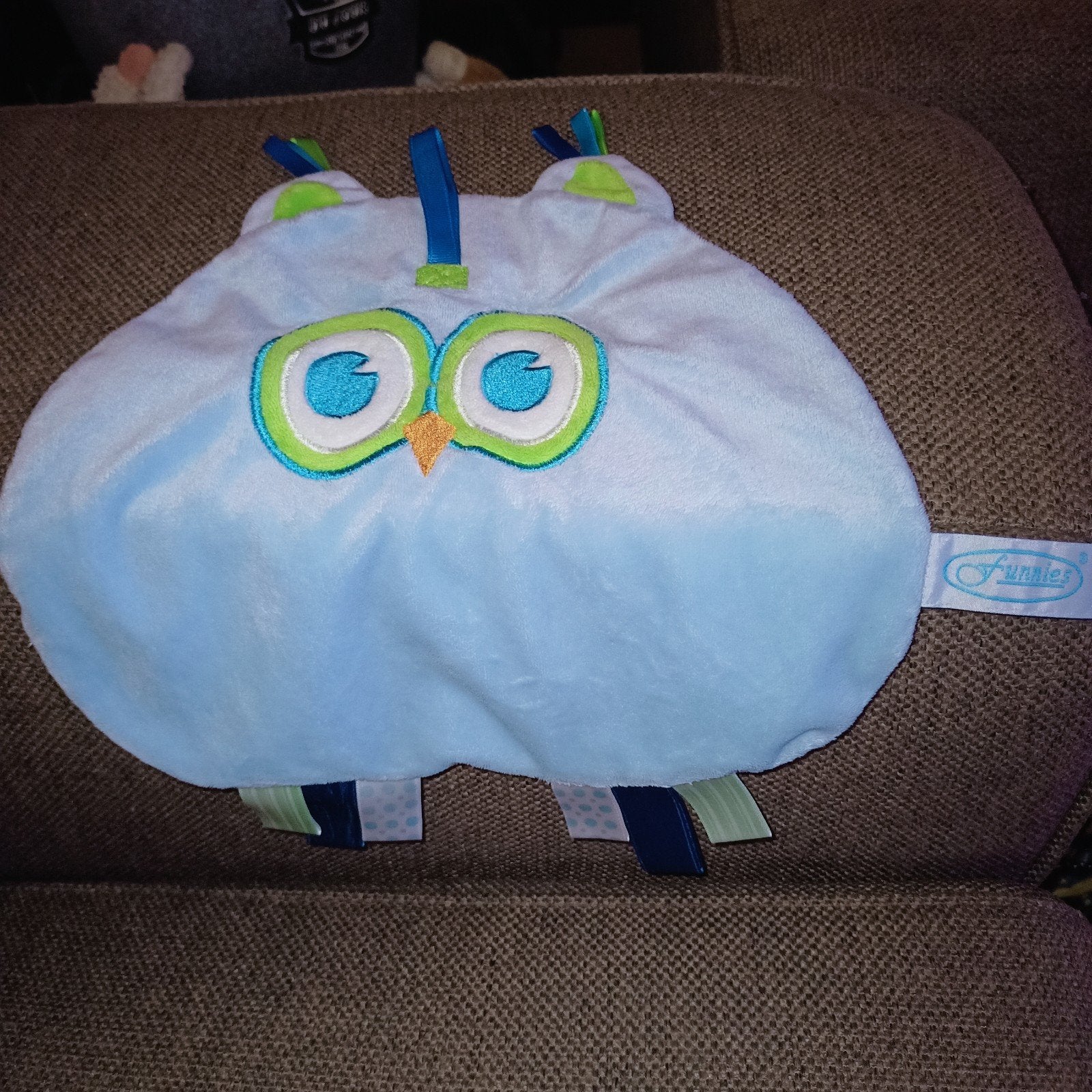Funnies, speendoek, uil, labeldoek, kroeldoek., Overige merken, Overige karakters, Blauw, Ophalen of Verzenden