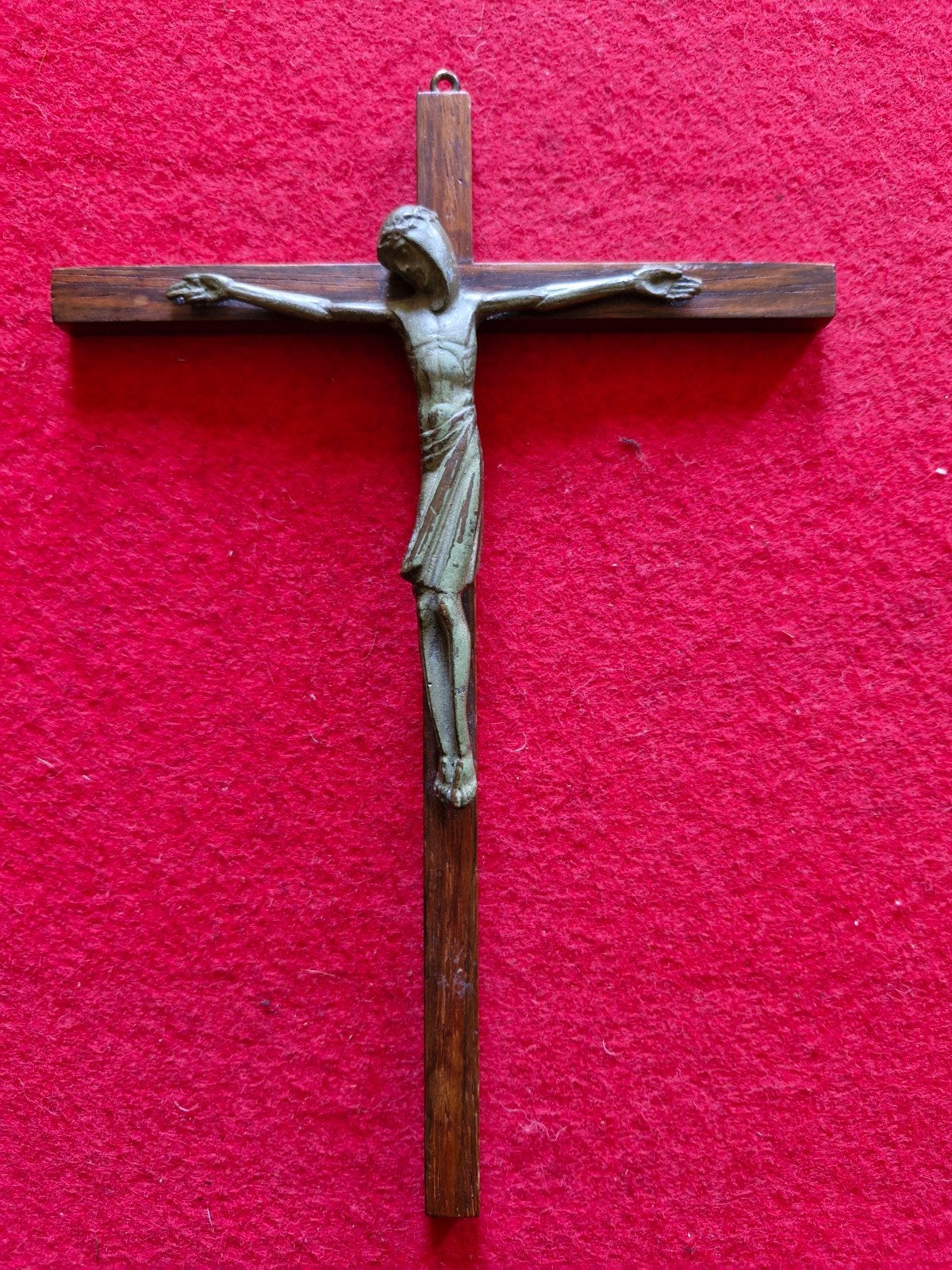 Art Deco Bronzen Corpus Christi op Houten Kruis, Antiek en Kunst, Ophalen of Verzenden