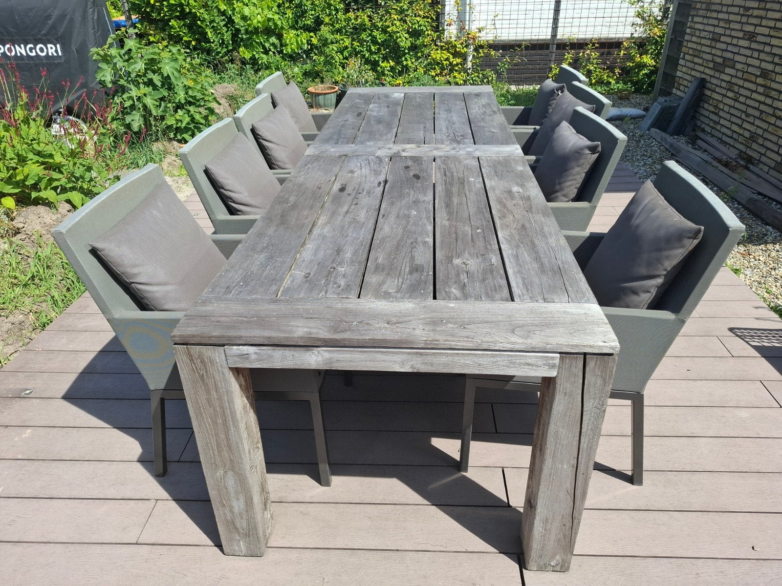 8 Life tuinstoelen met kussens - licht verkleurd excl. Tafel, Ophalen, Gebruikt, Overige materialen