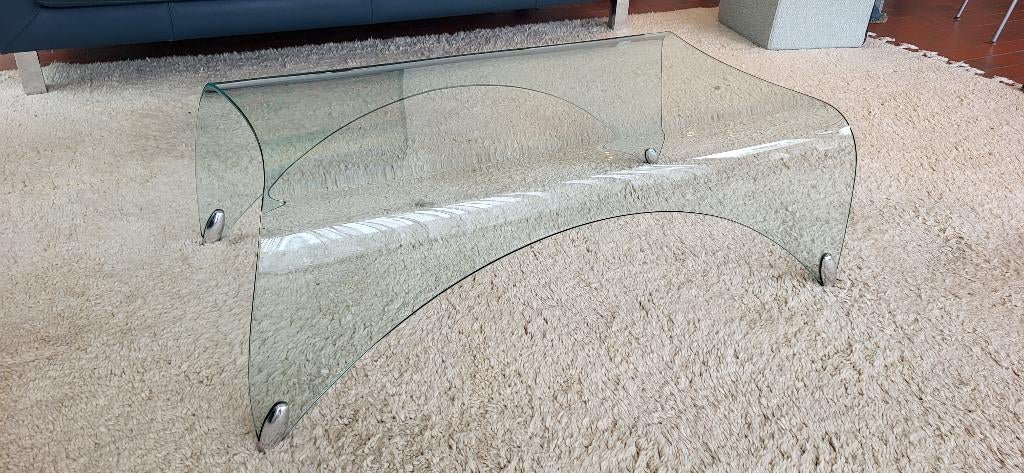 Prachtige glazen salontafel Genio van Fiam Italia, Ophalen, 100 tot 150 cm, 50 tot 100 cm, Modern