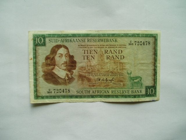 1917. Zuid Afrika, 10 rand (1966-1976)Bartholomeus Vermuyden, Postzegels en Munten, Verzenden, Zuid-Afrika, Los biljet