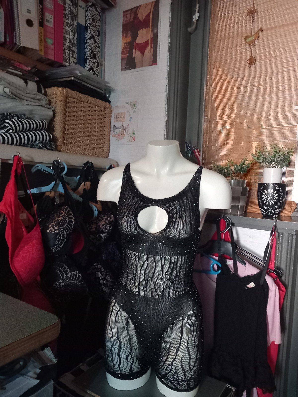 Sexy Net Lingerie - Zwart Body met Strass, Ophalen of Verzenden, Zwart, Body of Korset