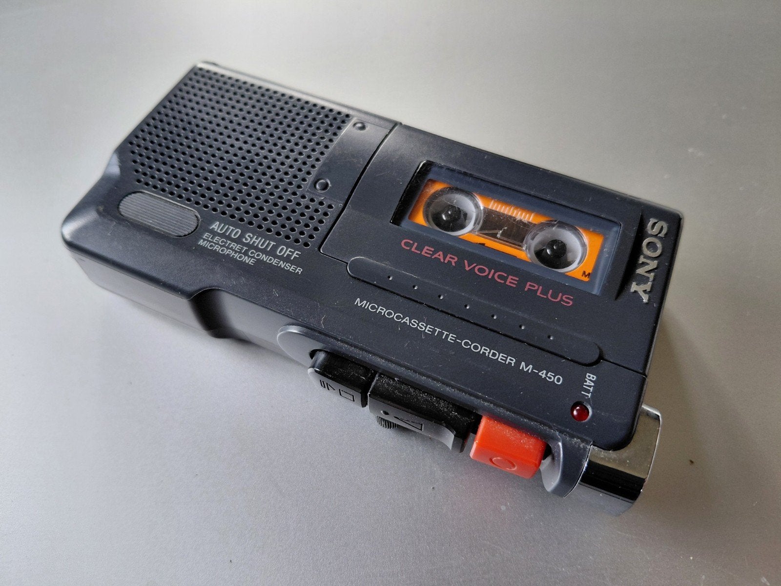 Sony M-450 Microcassette-Corder met Olympus microcassette, Ophalen of Verzenden, Bandrecorder, Met banden