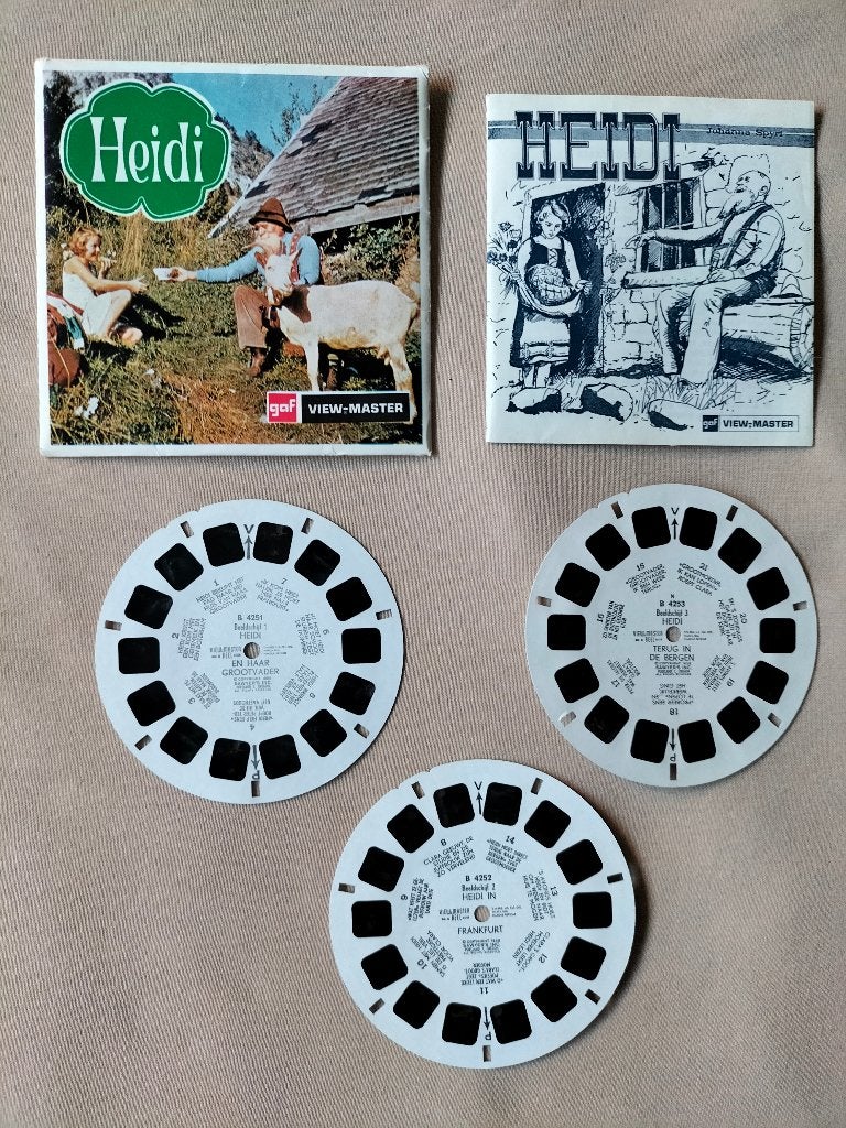 Viewmaster Heidi - B 425 - met omslag en boekje, Verzamelen, Ophalen of Verzenden, Gebruikt