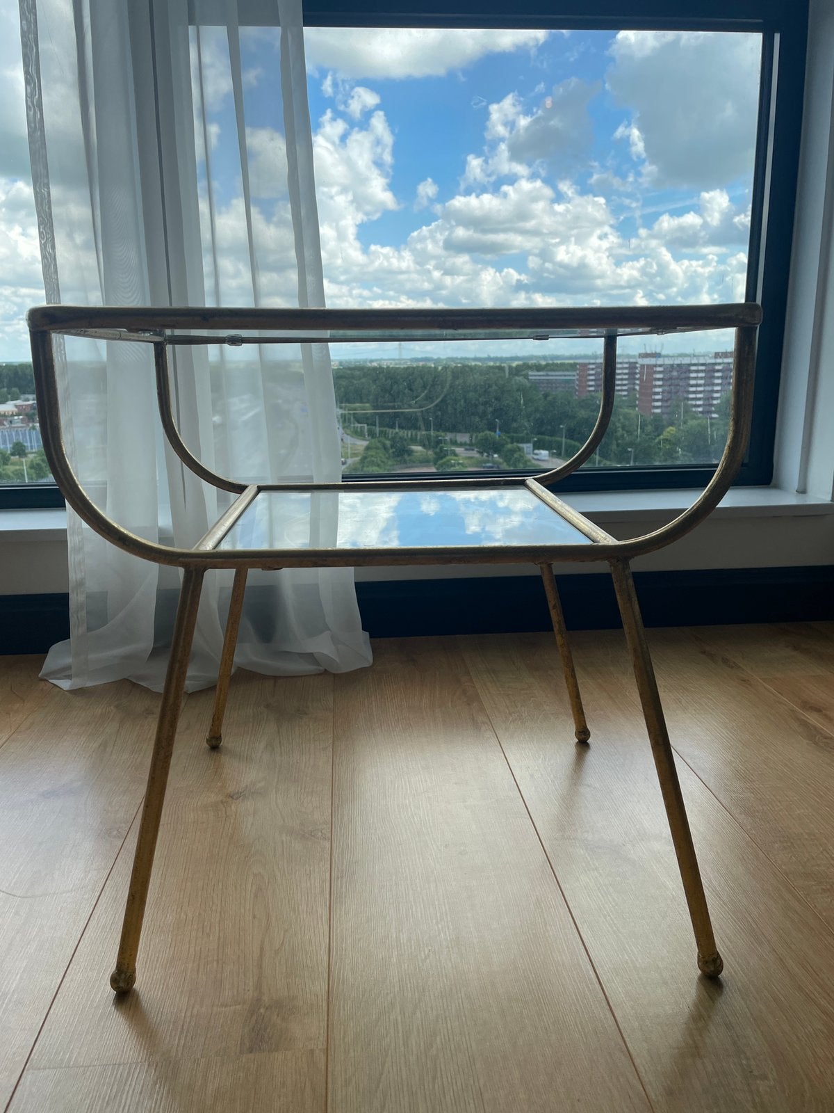 Bijzettafel, Huis en Inrichting, Tafels | Bijzettafels, Minder dan 55 cm, Vierkant, Glas, Ophalen