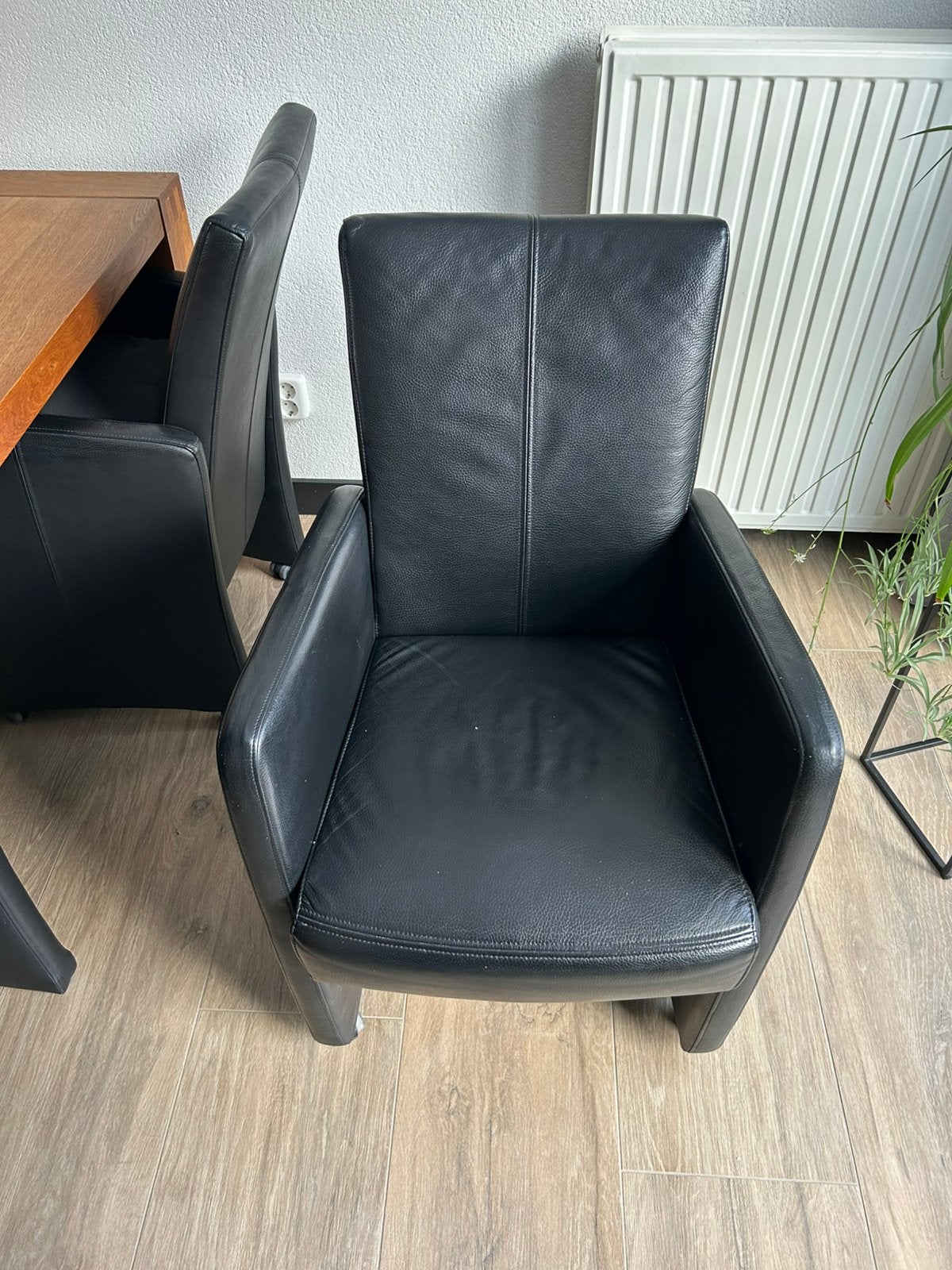 4 st lederen fauteuils, Huis en Inrichting, Ophalen, Gebruikt, Minder dan 75 cm, Leer