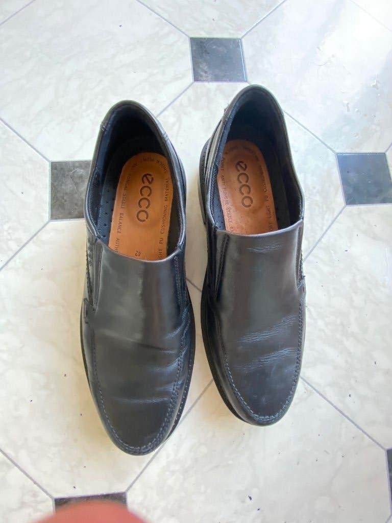Zwarte leren Ecco instappers heren maat 42, Loafers, Ecco, Zwart, Ophalen of Verzenden