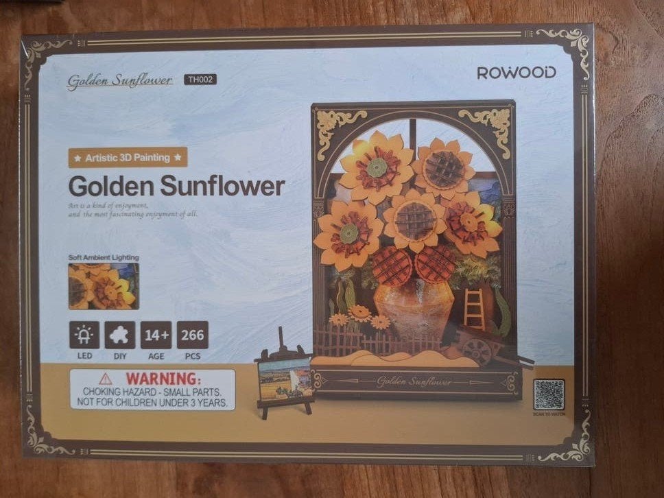 DIY 3D Houten Knutselset - Golden Sunflower TH02, Nieuw, Overige merken, Knutselset, Natuur en Bloemen