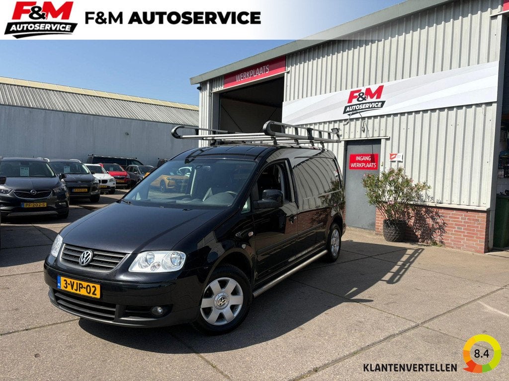 Volkswagen Caddy 1.9 TDI Maxi Automaat, airco, cruise, leder, Gebruikt, 4 cilinders, Volkswagen, Zwart