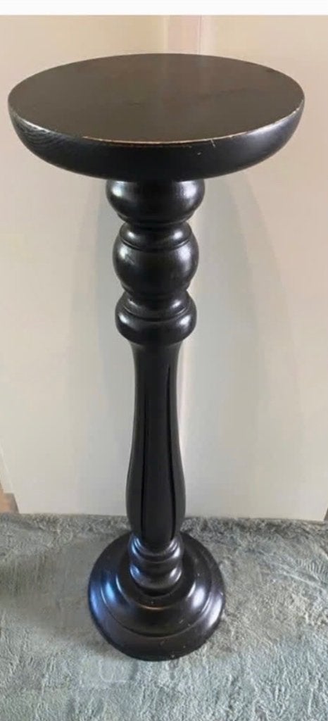 Zwarte vintage tafel, Hoedenstand, plantentafel, zuil, 79 cm, Antiek en Kunst, Curiosa en Brocante, Ophalen
