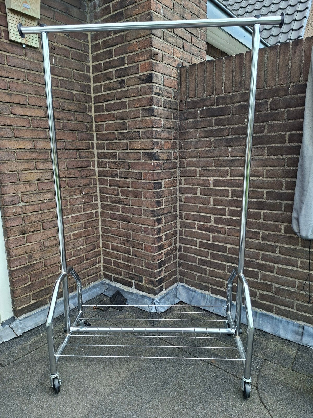 RVS kledingrek op wielen, Ophalen, Met wielen, Gebruikt