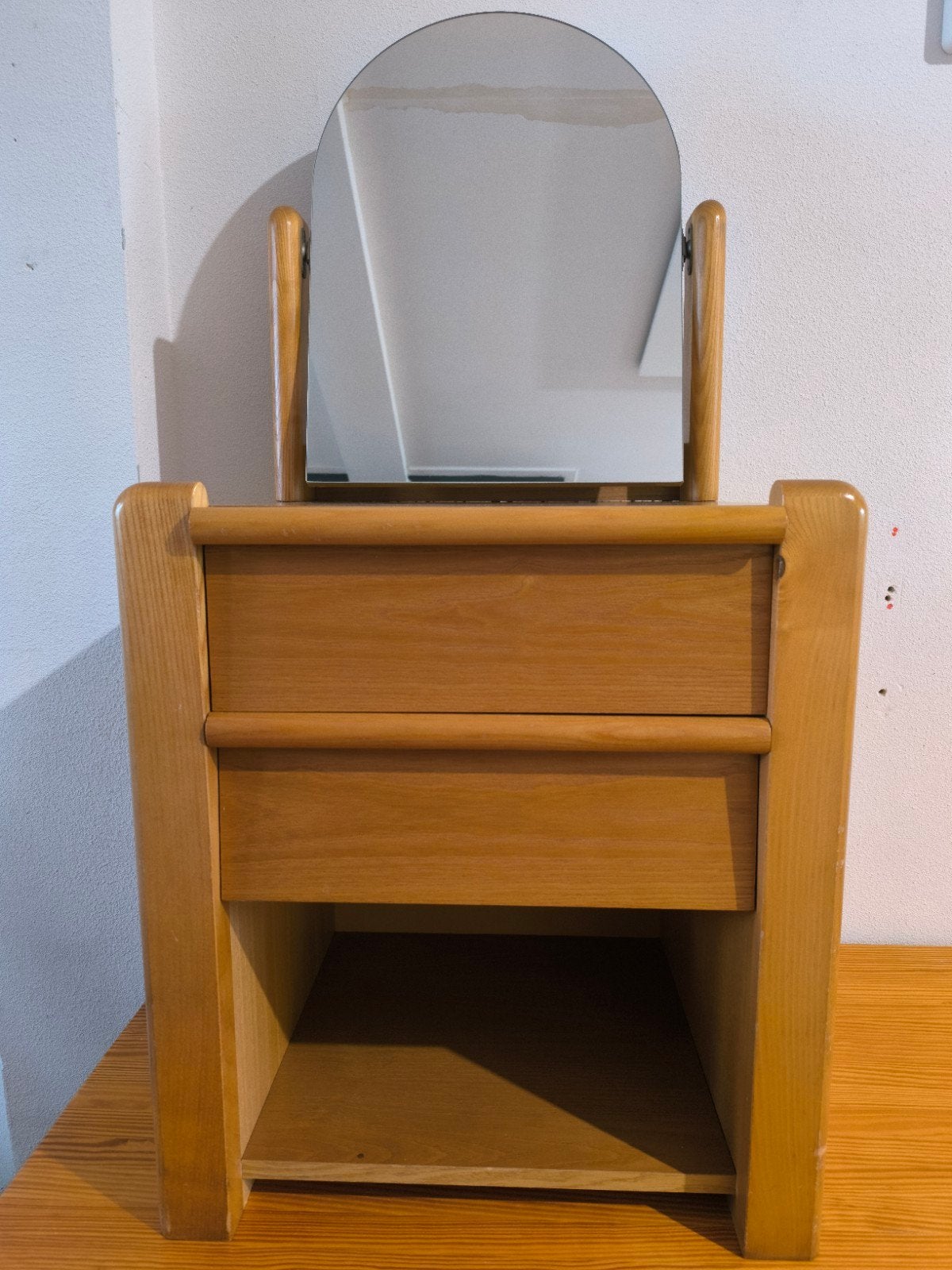 Vintage Houten Kaptafel met Spiegel en Lades, Ophalen, Minder dan 50 cm, 100 tot 150 cm, Vintage