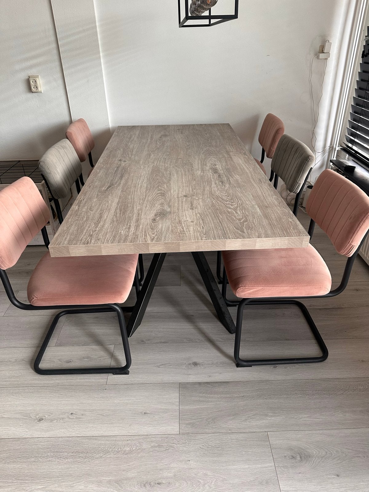 Grote eettafel met 6 stoelen - perfect voor gezinnen, Ophalen, Gebruikt, 50 tot 100 cm, Vijf personen of meer
