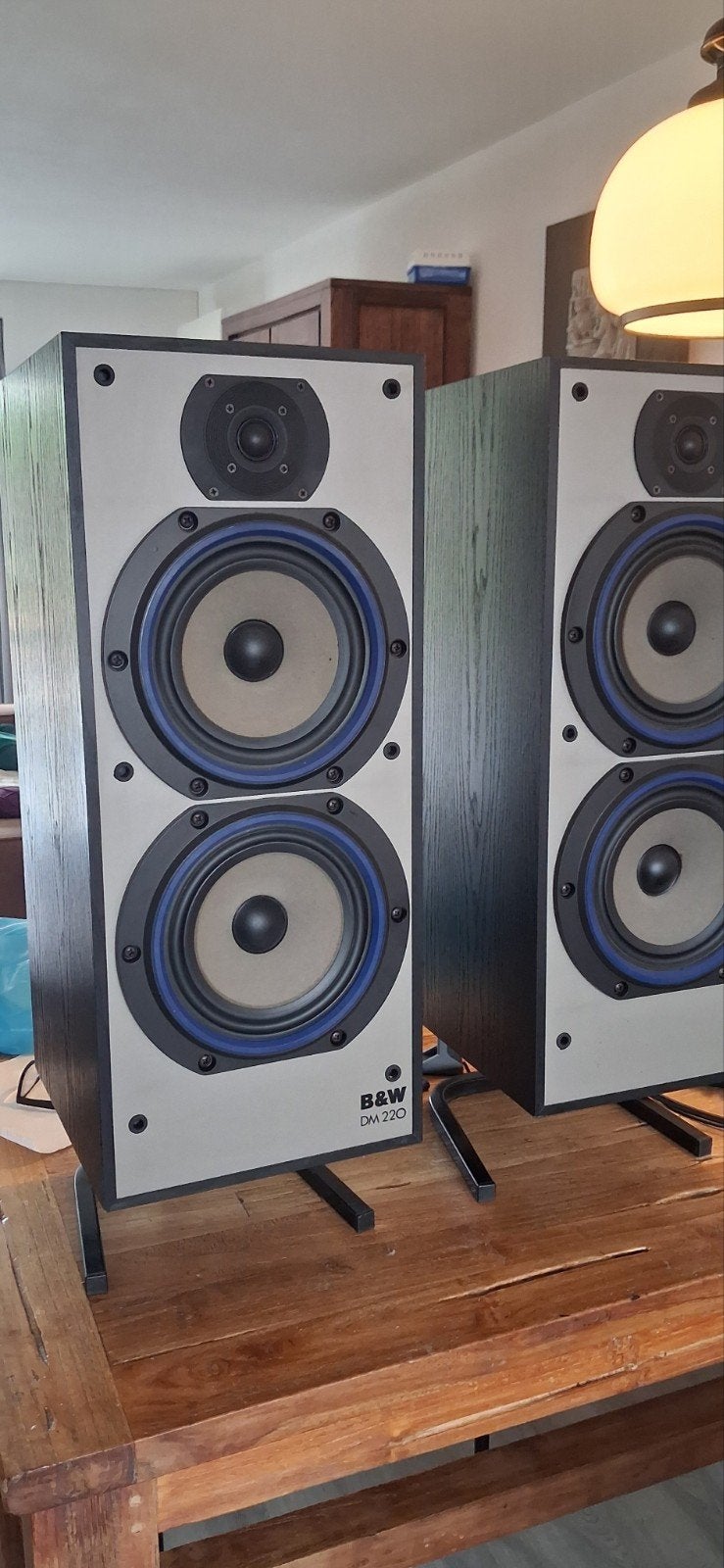 B&W dm 220 luidsprekers in nieuwstaat incl stands, Ophalen, Stereo speakers, 120 tot 150 watt, Zo goed als nieuw