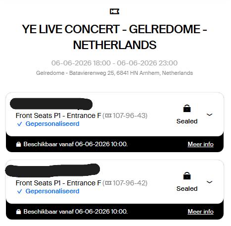 2x Kanye West, tickets front seat P1, Twee personen, Juni