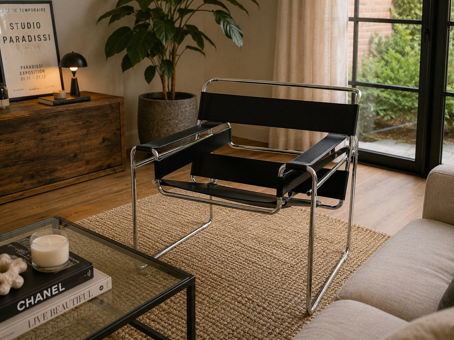 Marcel Breuer Wassily Stijl Fauteuil | Bauhaus Design, Ophalen, Zo goed als nieuw, Zwart, Eén