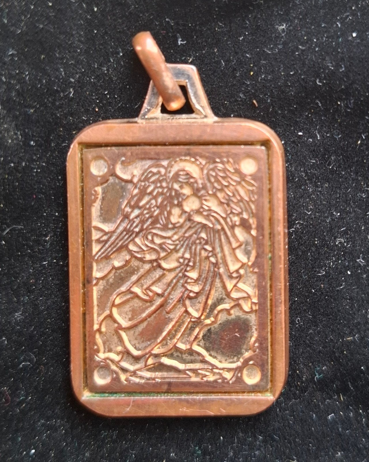 Antieke Art Nouveau religieuze penning met afbeelding engel., Antiek en Kunst, Ophalen of Verzenden