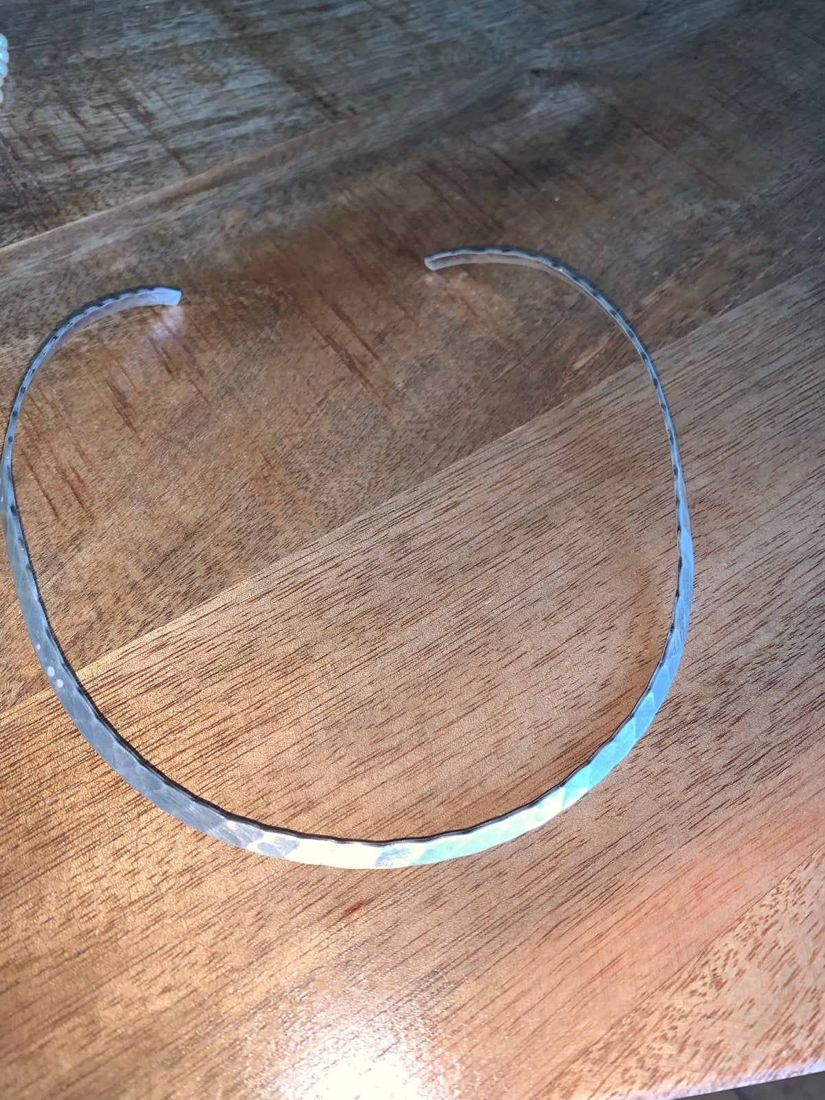 Zilveren choker ketting 925 met gehamerd effect, Ophalen of Verzenden, Zo goed als nieuw, Zilver