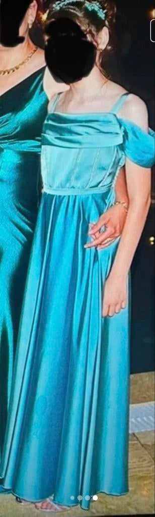 Mooie turquoise galajurk / feestjurk - Maat 152 (12 jaar), Kleding | Dames, Gelegenheidskleding, Ophalen of Verzenden, Zo goed als nieuw