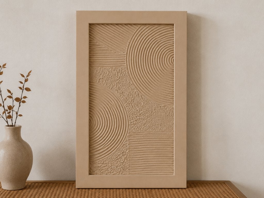 Handgemaakt reliëf kunstwerk, Japandi, Gevangen Rust, Ophalen of Verzenden