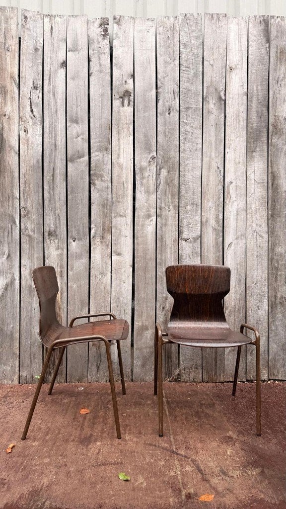 Vintage Pagholz OBO Eromes stoelen |54 op voorraad, Gebruikt, Bruin, Ophalen of Verzenden, Hout