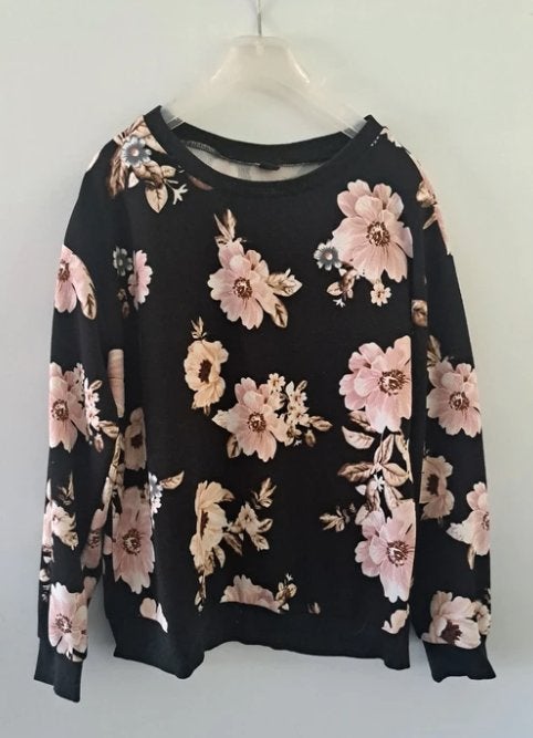 Shein Dames Trui Zwart met Roze Bloemen Maat M, Kleding | Dames, Maat 38/40 (M), Zwart, Ophalen of Verzenden, Zo goed als nieuw