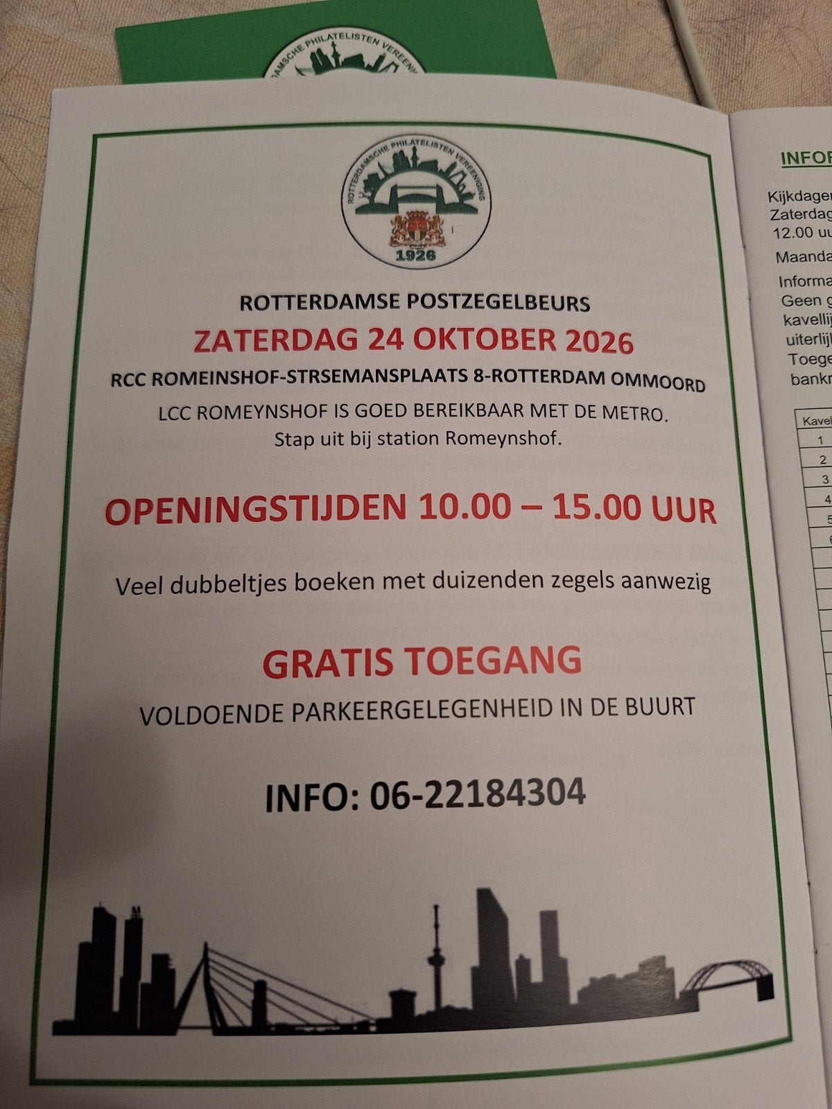 Postzegelbeurs Romeijnshof, Rotterdam., Ophalen of Verzenden, Nederland