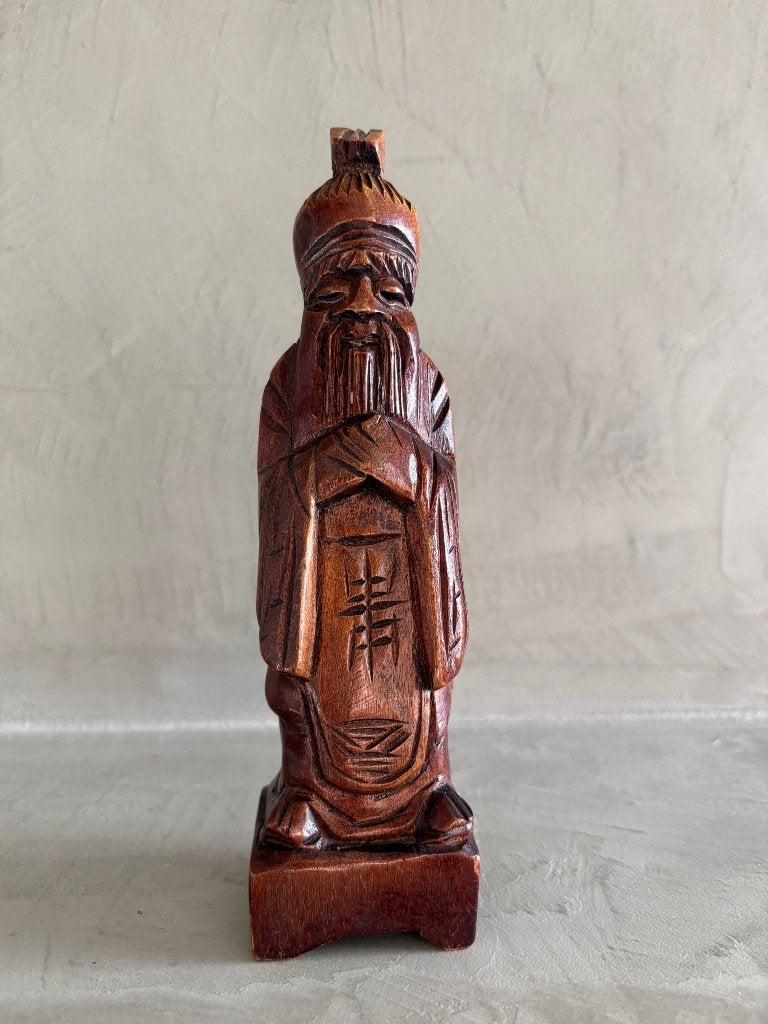 Beeldje Chinese Wijze Man Geleerde Rozenhout 21 cm, Ophalen of Verzenden, Gesneden