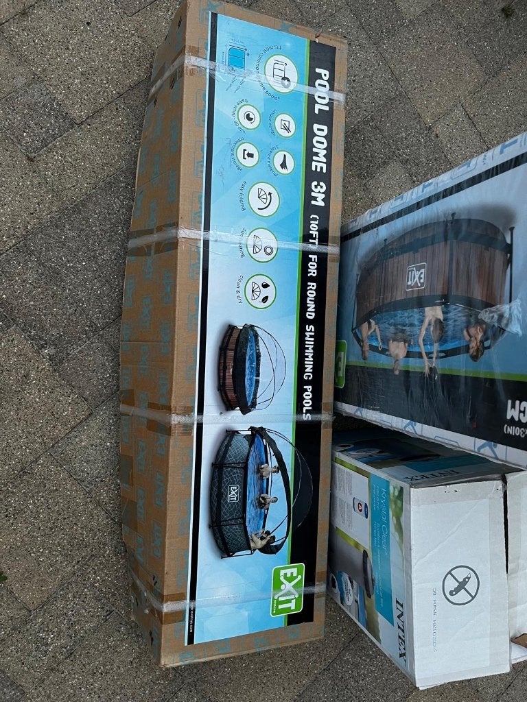 Zwembad met koepel en extra sterke pomp, Ophalen, Gebruikt, 80 tot 120 cm, Rond