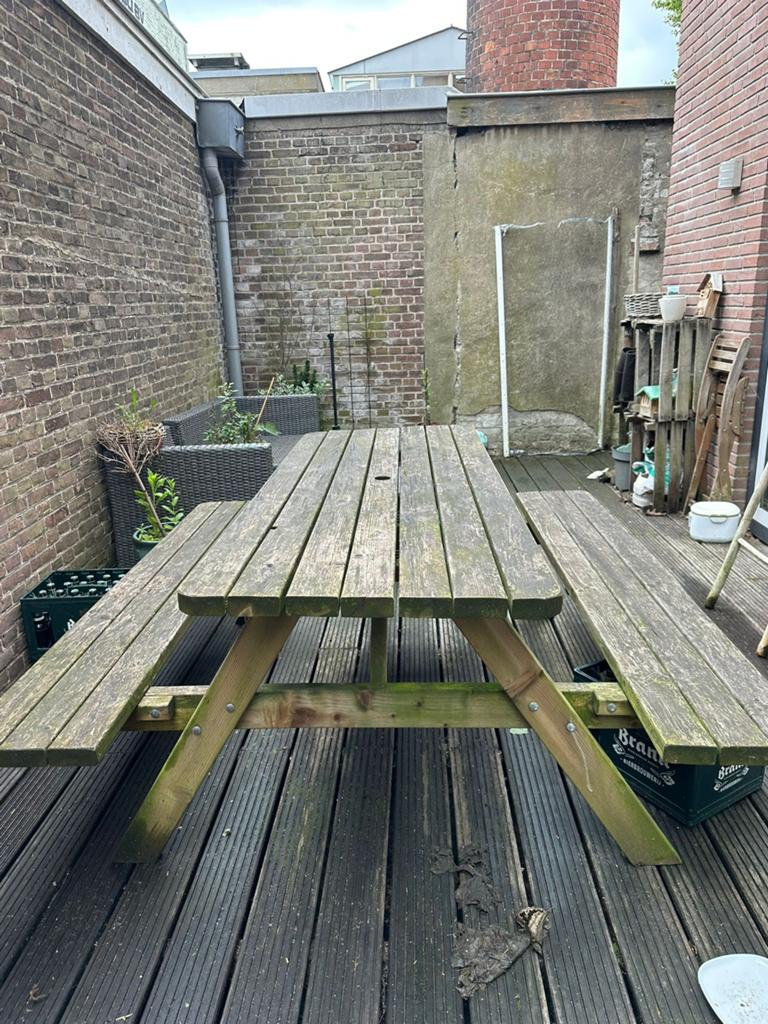 Picknicktafel, Ophalen, Gebruikt, Rechthoekig, Hout