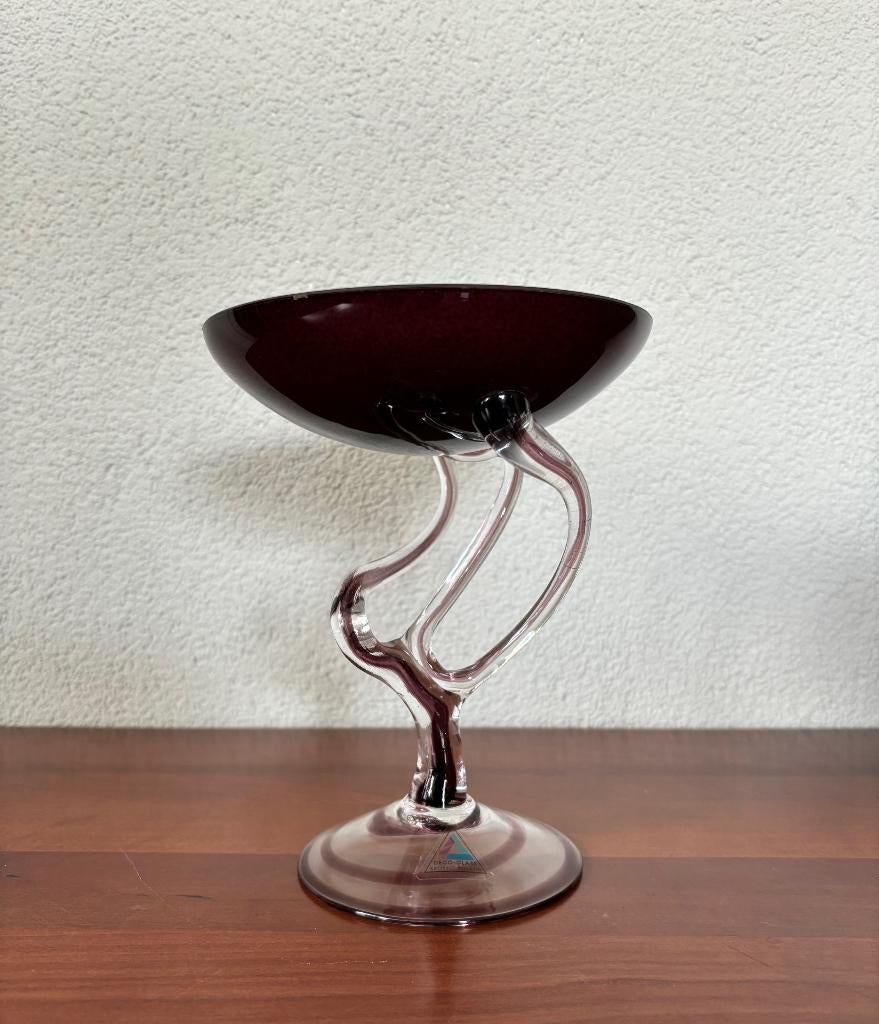Vintage Pedestal Schaal Jellyfish Krosno Josefina 17 cm, Antiek en Kunst, Ophalen
