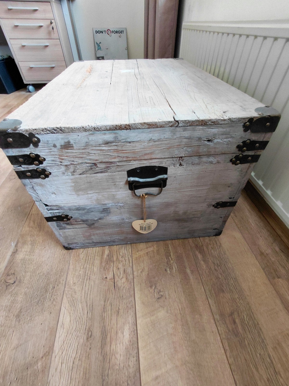 Vintage houten kist / opbergkist / salontafel, Gebruikt, 50 tot 100 cm, 75 tot 100 cm, 5 – 50