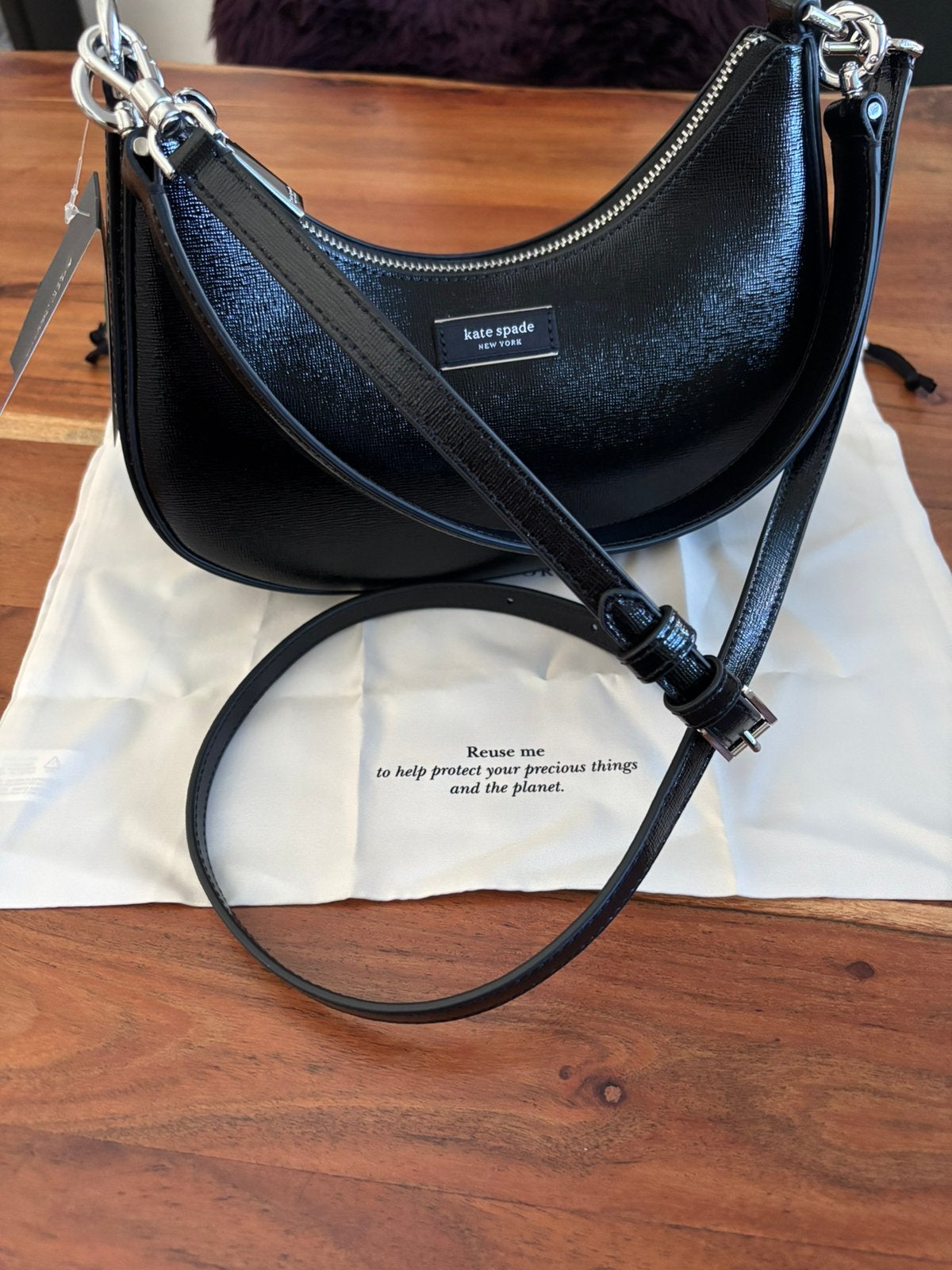 Kate Spade Sam Icon Shiny Black, Sieraden, Tassen en Uiterlijk, Tassen | Damestassen, Ophalen, Nieuw, Zwart, Handtas