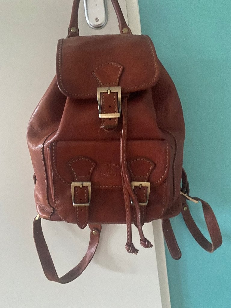 Prachtige leren rugtas, cognac, Ophalen of Verzenden, Gebruikt, Bruin, Overige typen