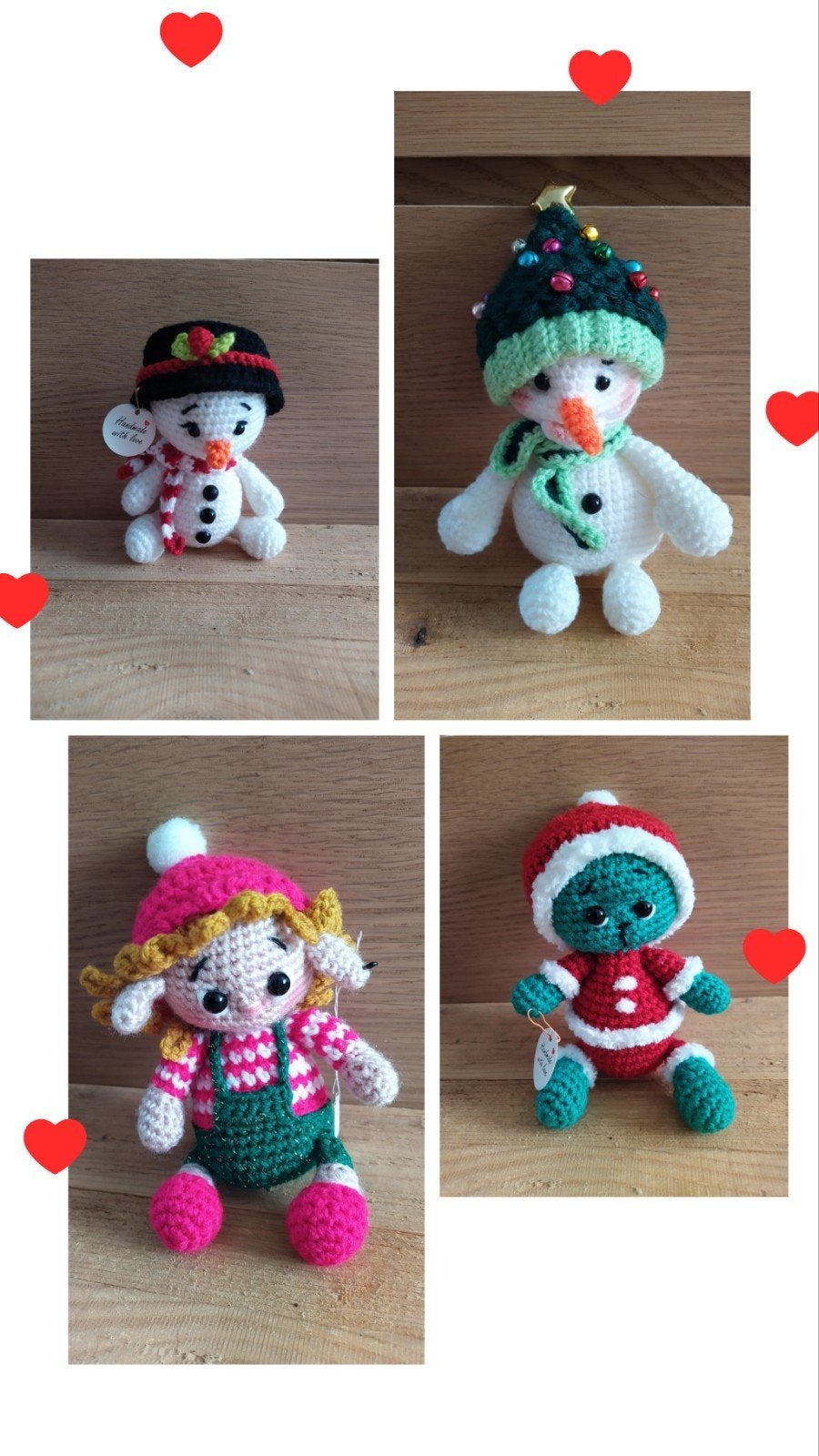 Nieuwe zelfgehaakte knuffel. Lieve kerst poppetjes., Verzamelen, Poppetjes en Figuurtjes, Ophalen of Verzenden, Nieuw