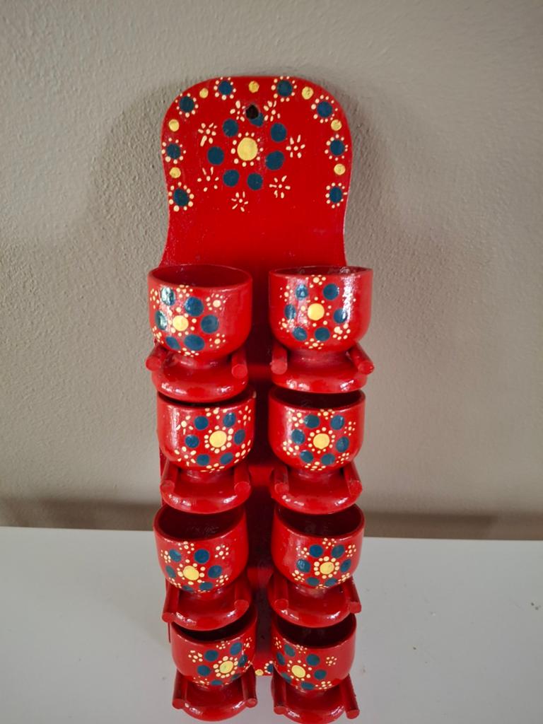 Houten eierdopjes rekje met 8 eierdopjes, Ophalen of Verzenden