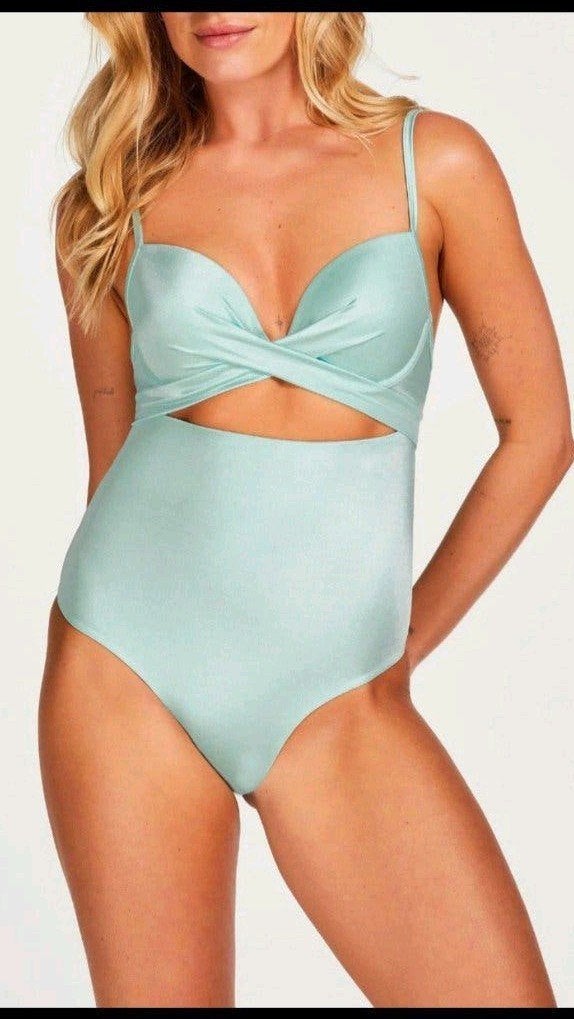 Nieuw mintgroen badpak met cut-out en strikdetail, Ophalen of Verzenden