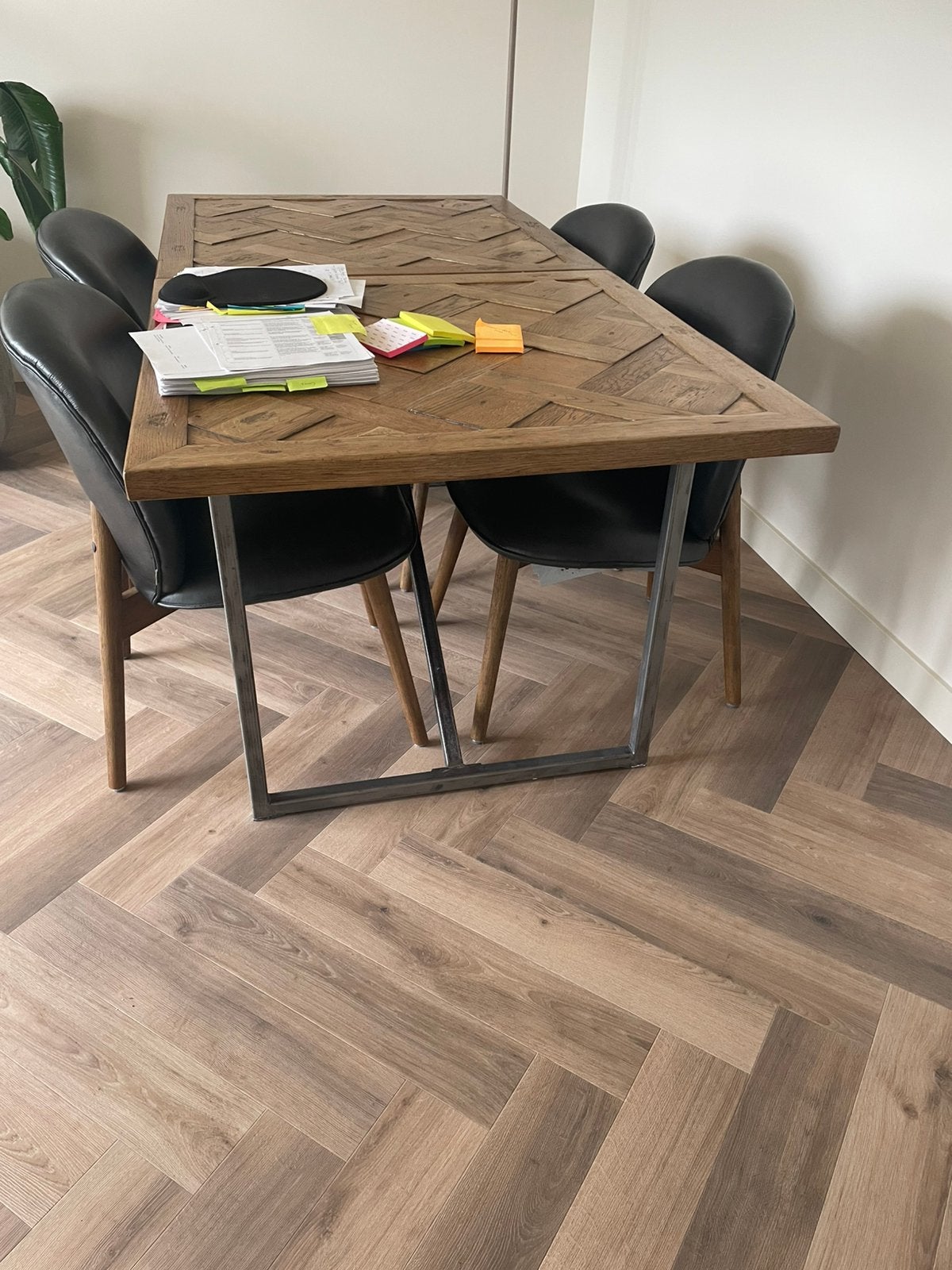 Eettafel tafel 180 breed met houten blad Goossens, Ophalen, Zo goed als nieuw, 75 m² of meer, Tapijt