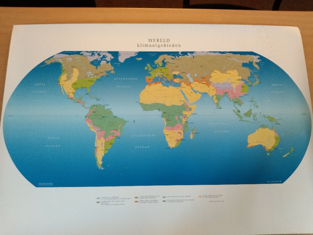 Schoolkaart Wereld Klimaatgebieden & Vulkanisme, Breuklijnen, Ophalen of Verzenden, Aardrijkskunde