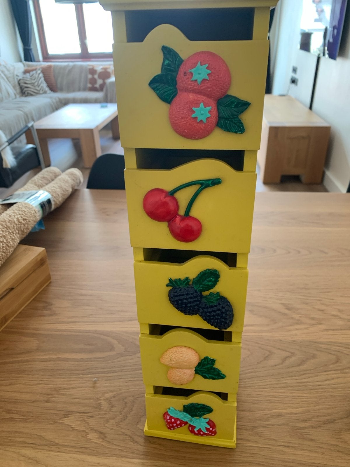 Decoratieve mini ladekast met fruitmotieven, Ophalen of Verzenden, Gebruikt
