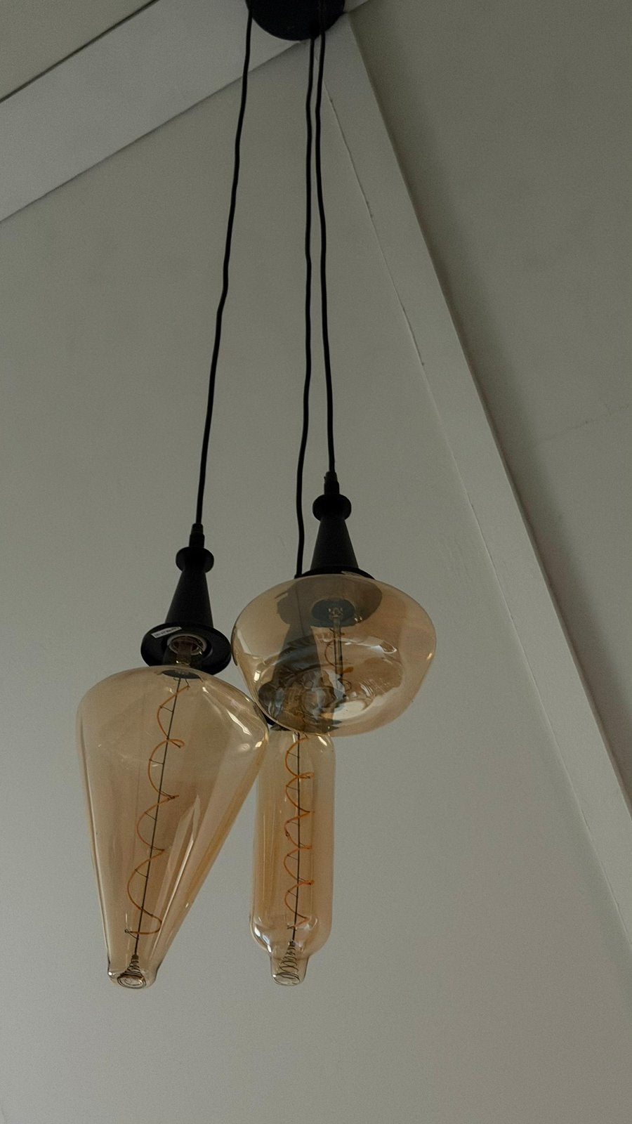3 delige plafondlamp, Ophalen, E27 (groot), Glas, Zo goed als nieuw