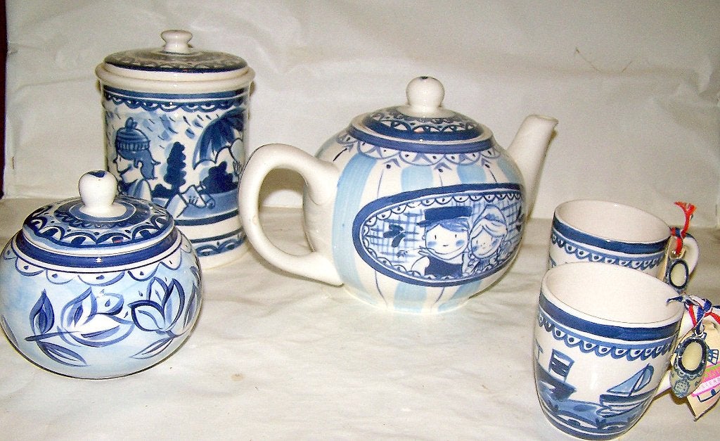 4 Delige set Delfts BLOND. Nwst., Overige typen, Ophalen of Verzenden, Zo goed als nieuw, Delftsblauw