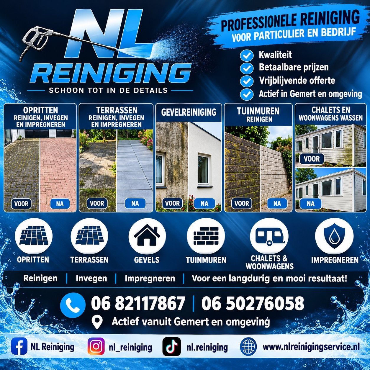 Oprit & Terras Reinigen | Gevelreiniging | NL Reiniging, Ophalen of Verzenden
