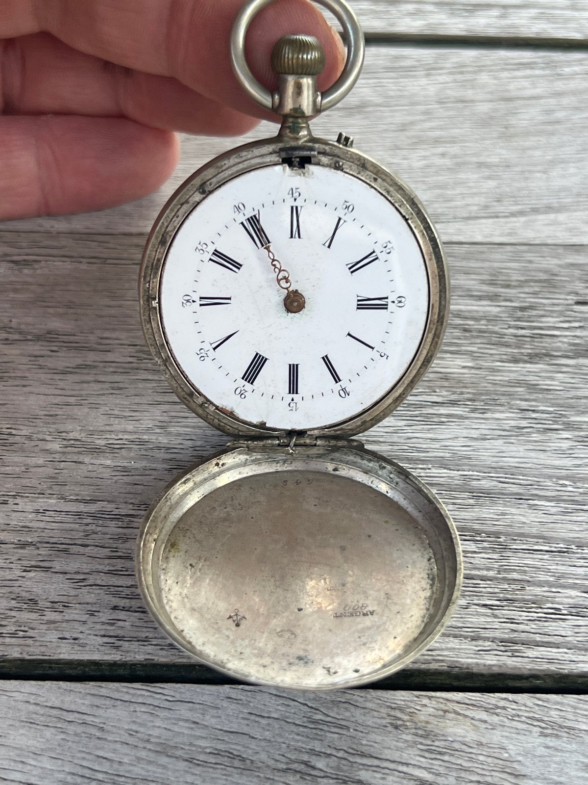 Antiek Zilveren Zakhorloge - Argent 800, Sieraden, Tassen en Uiterlijk, Horloges | Antiek, Overige merken, Zakhorloge, Ophalen of Verzenden