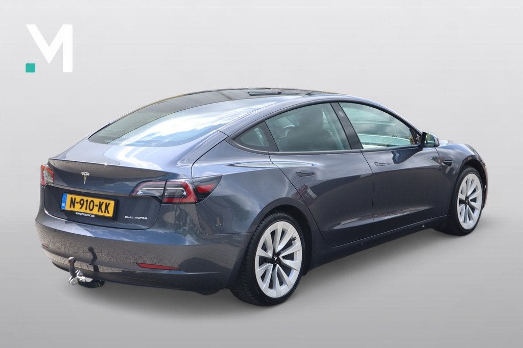 Tesla Model 3 Long Range AWD 75 kWh SOH89% Trekhaak Pano Cli, Gebruikt, 544 km, Leder, 1000 kg