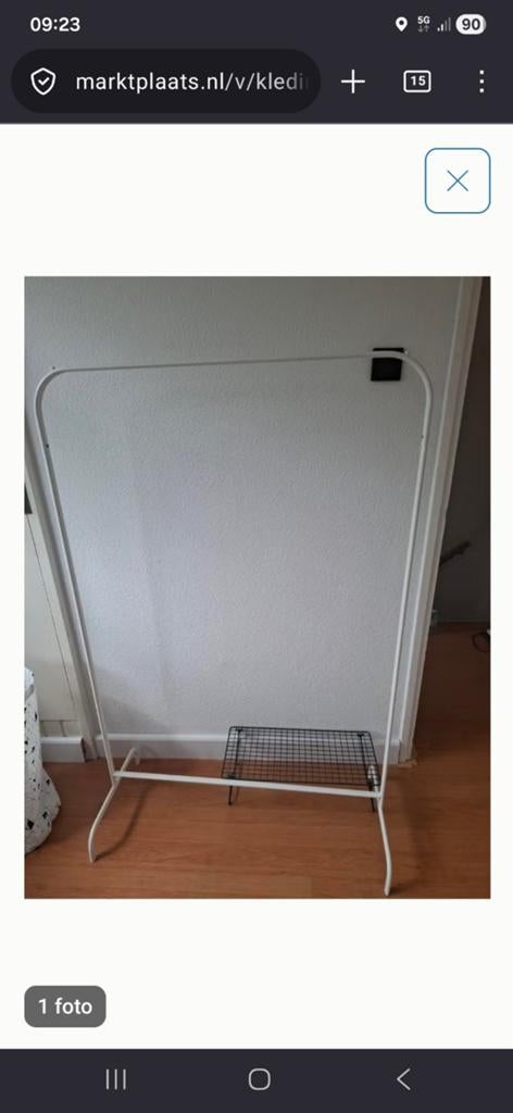 IKEA MULIG Kledingrek wit (4 stuks), Ophalen, Gebruikt