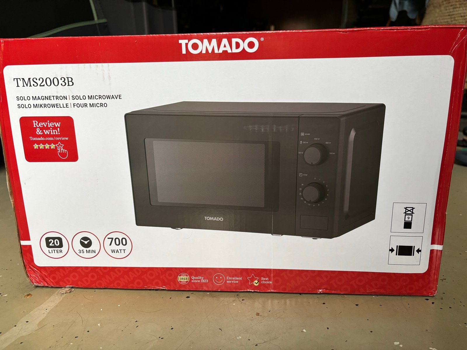Tomado TMS2003B Solo Magnetron - Nieuw in doos, Ophalen, Nieuw, Magnetron, Draaiplateau