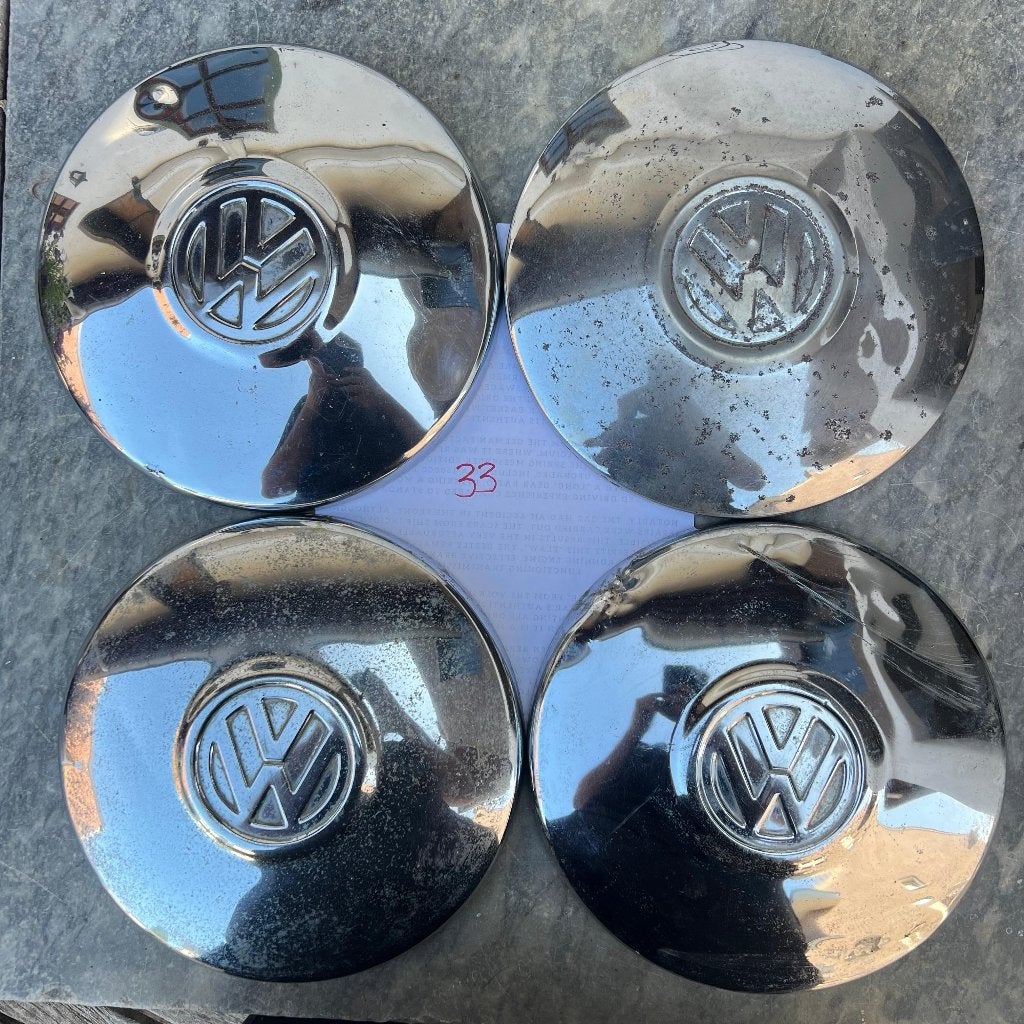 VW wieldop 4x 130 set KG Beetle T14 68 - chroom (33), Ophalen of Verzenden, Gebruikt
