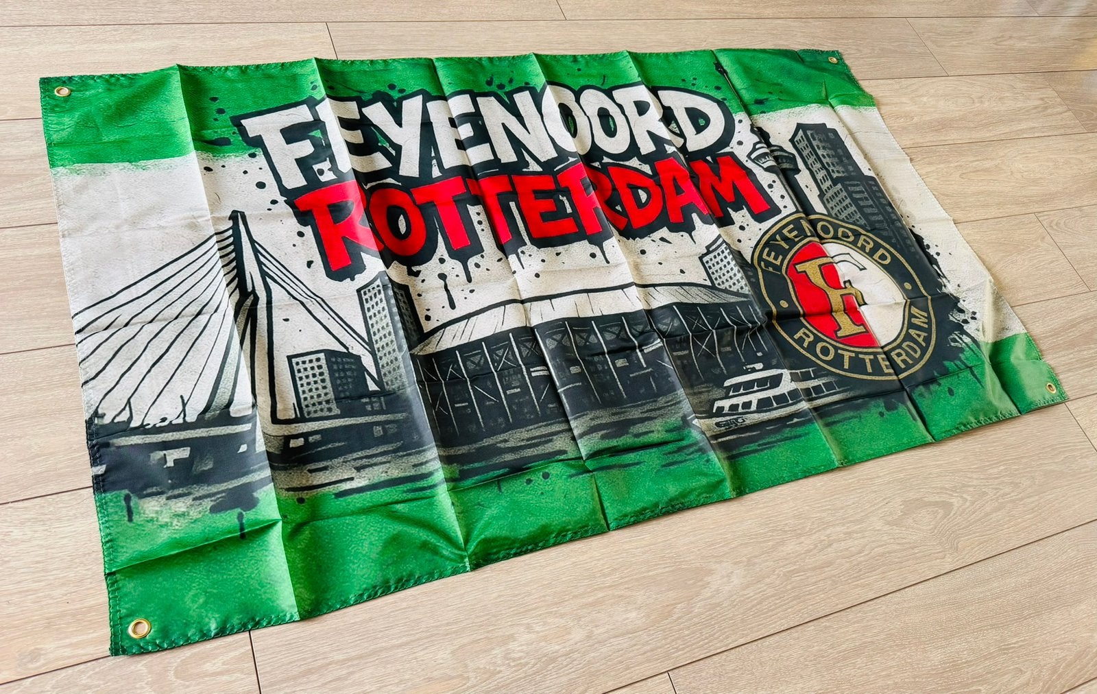 Groen Wit Rode NIEUWE Feyenoord Rotterdam Vlag, Ophalen of Verzenden, Nieuw, Feyenoord, Overige typen